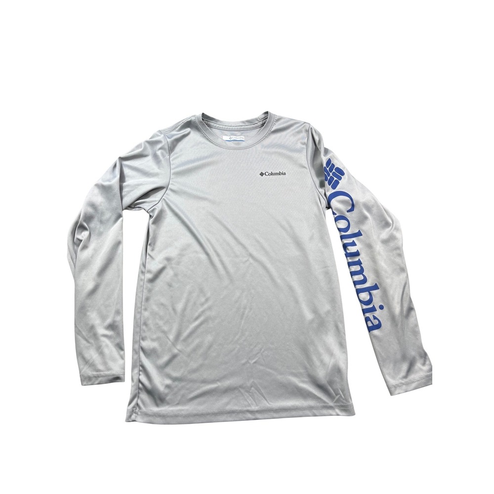 Columbia PFG Youth‎ Medium Gray Long Sleeve Performance Fishing Shirt 10/12